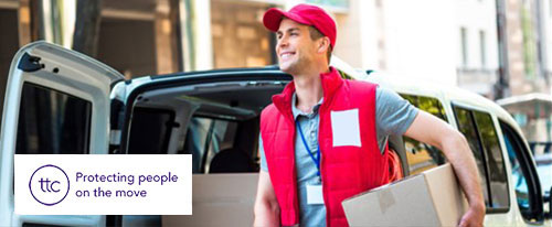 Van driver delivering boxes